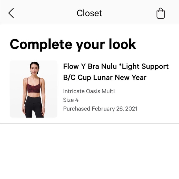 Lululemon Flow Y Bra Nulu Size 4 - Picture 3 of 3
